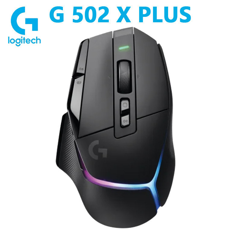 Mouse de jogo sem fio G502 X PLUS 2.4 GHz 10 botões programáveis Bateria ergonômica embutida de cinco velocidades DPI