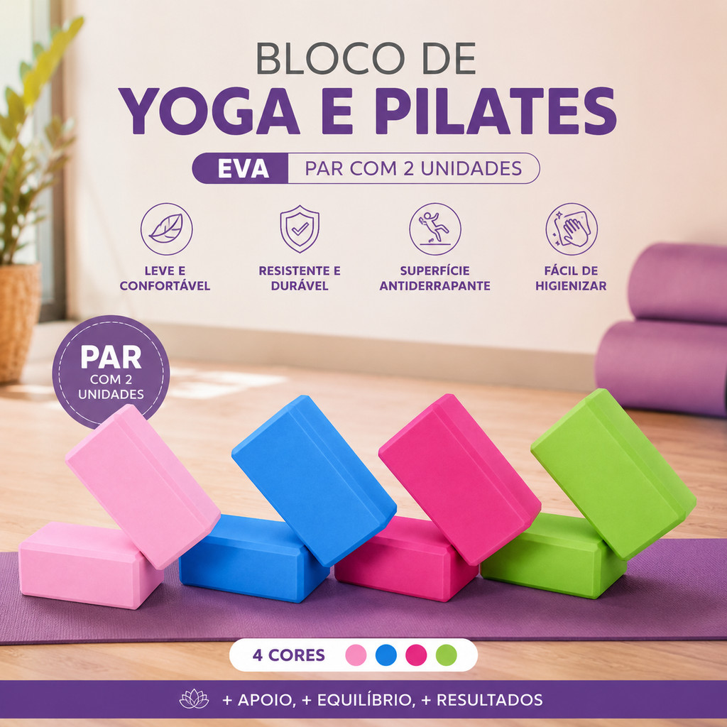 Imagem 2 Blocos Pilates Tijolo Yoga Funcional Compacto Resistente em EVA