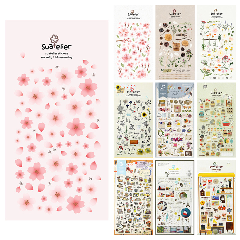 JR Wenwu coreano papelaria bonito jardim secreto cola adesivos diário caderno DIY adesivos decorativos