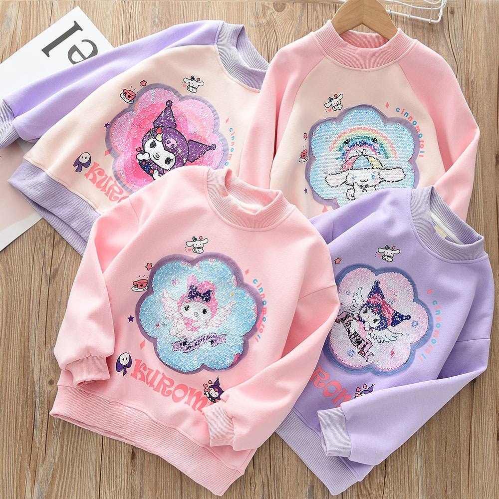 Meninas lantejoulas mudança de cor moletom crianças manga comprida camiseta topos médio grande crianças primavera camisa