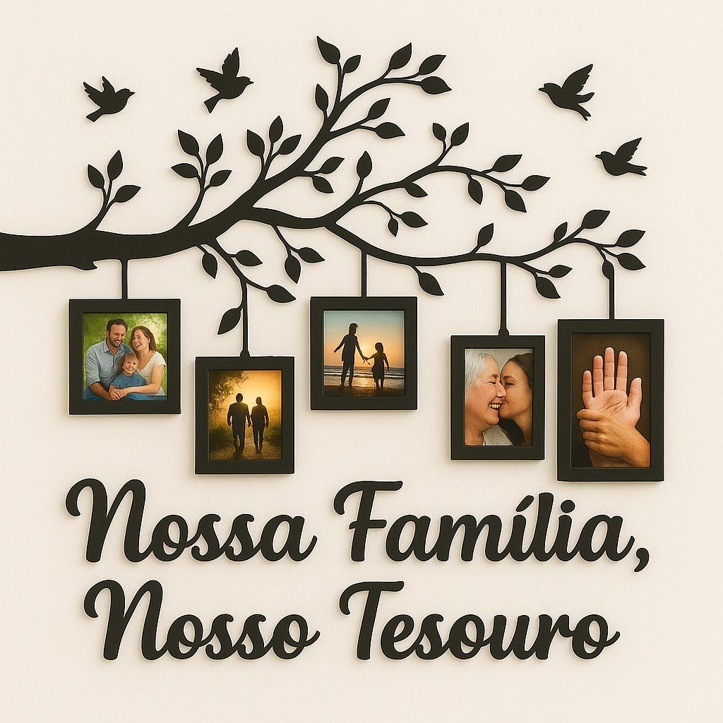 Quadro Porta Retrato Parede Decorativo MDF 10x15 Árvore Molduras Foto Família