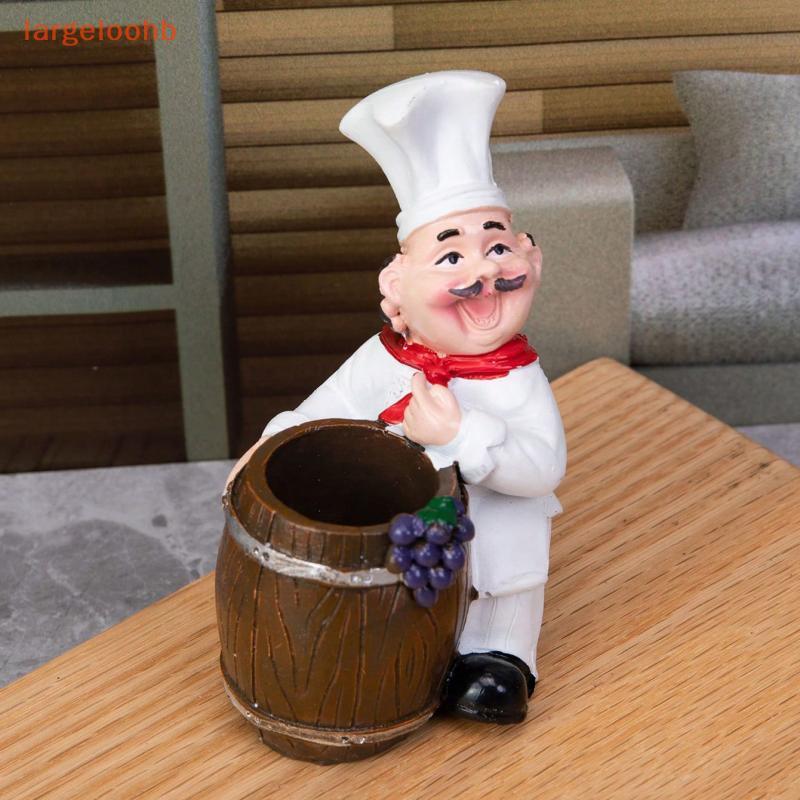 [largeloohb] Charmoso Suporte De Dente Com Tema De Chef Barril De Madeira-Material De Resina , Sem Necessidade De Energi