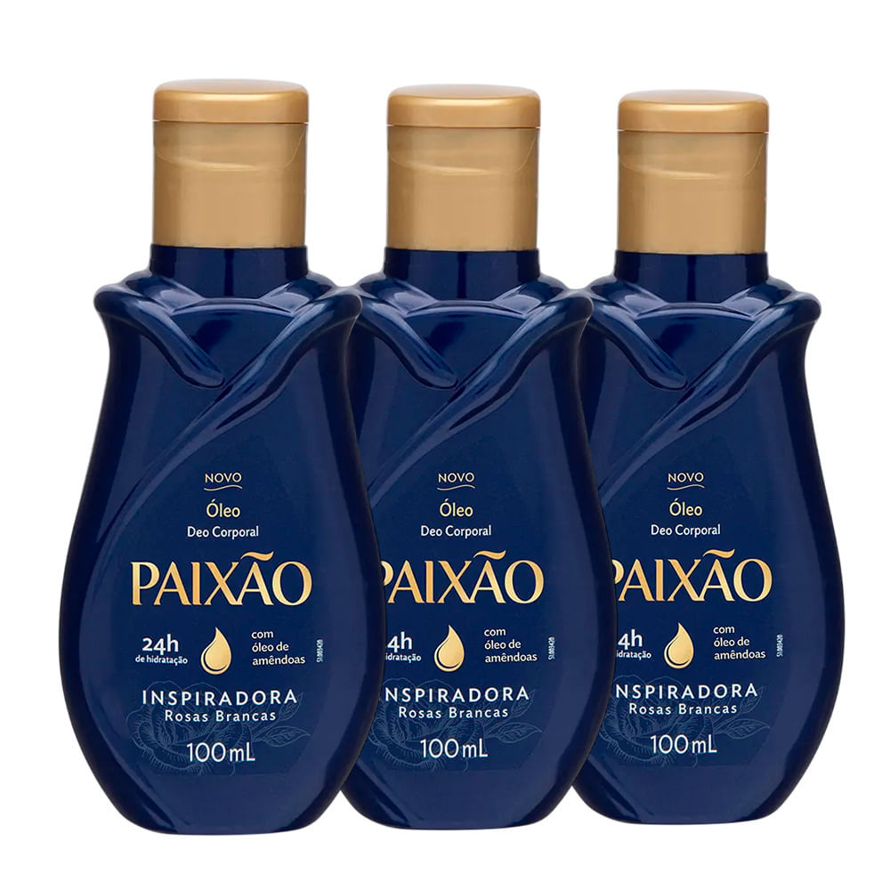 Kit Óleo Corporal Paixão Inspiradora Rosas Brancas 100ml - 3 Unidades