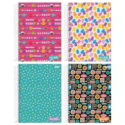 Caderno Espiral Jandaia 1/4 Capa Dura Stella 80 Folhas - Embalagem com 5 Unidades