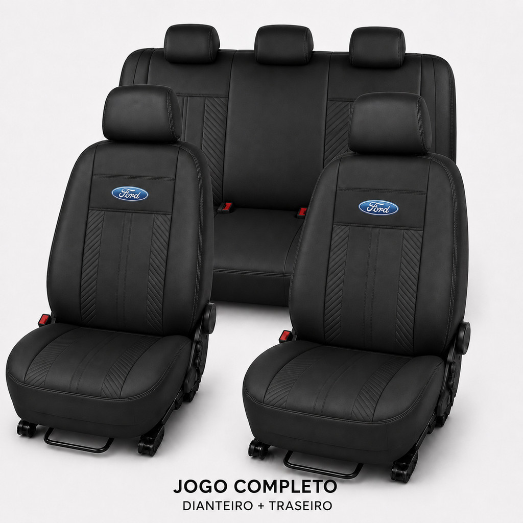 Jogo Capa Banco Para Carro Couro Ecológico Diamantada Premium Ford ka Fiesta EcoSport Focus Courier