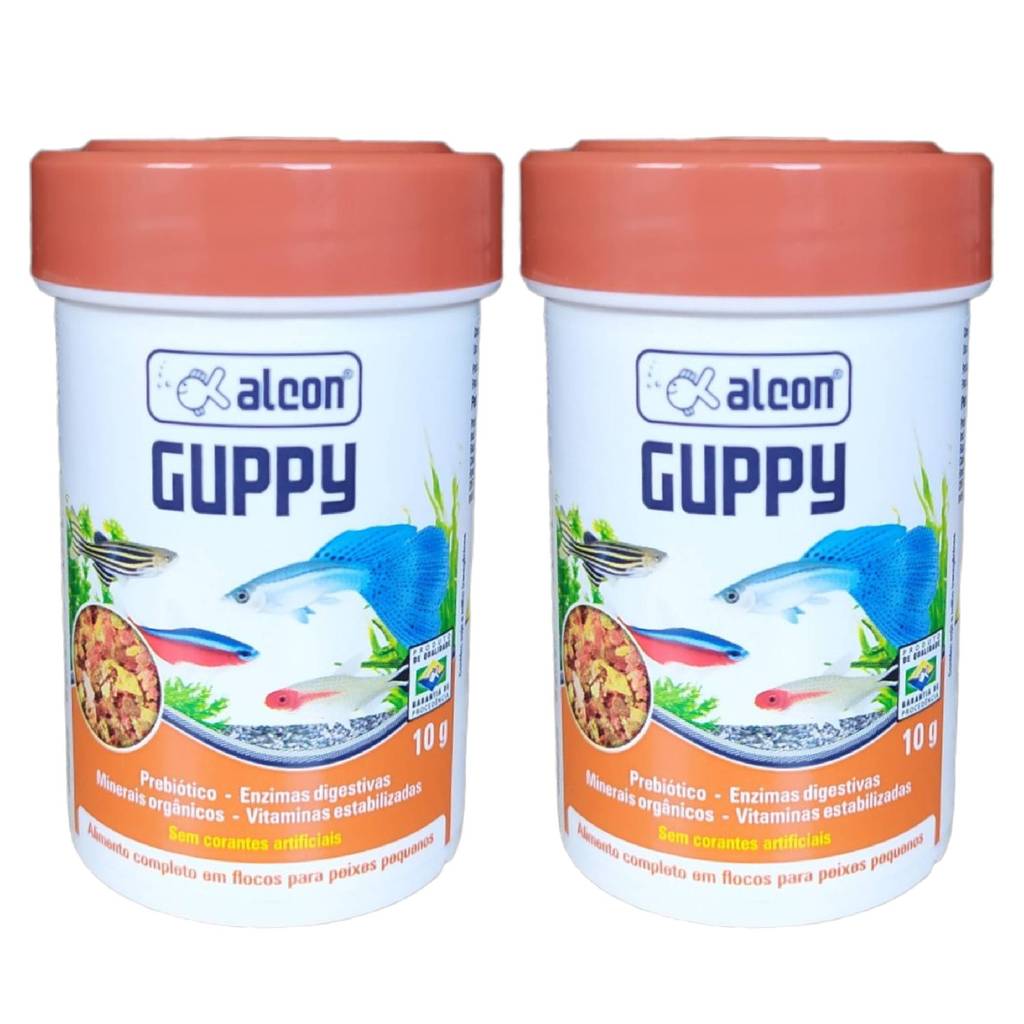 Kit 2 Ração Para Peixe Alcon Guppy 10g