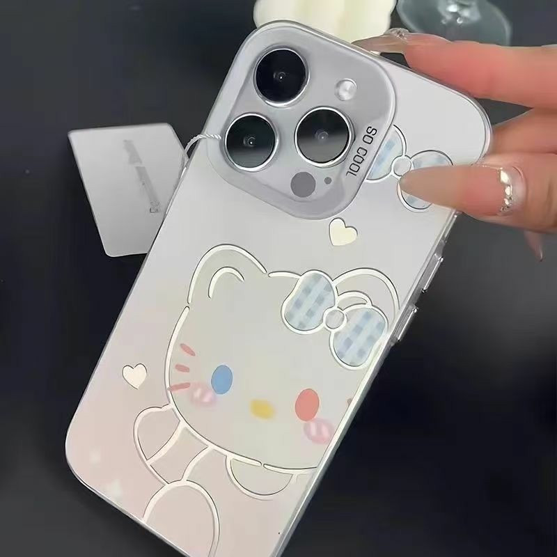 Efeito Prata Iridescente Capa Capinha Para Samsung A04S A05S A06 A12 A13 A14 A15 A16 Kitty Arco Proteção Câmera