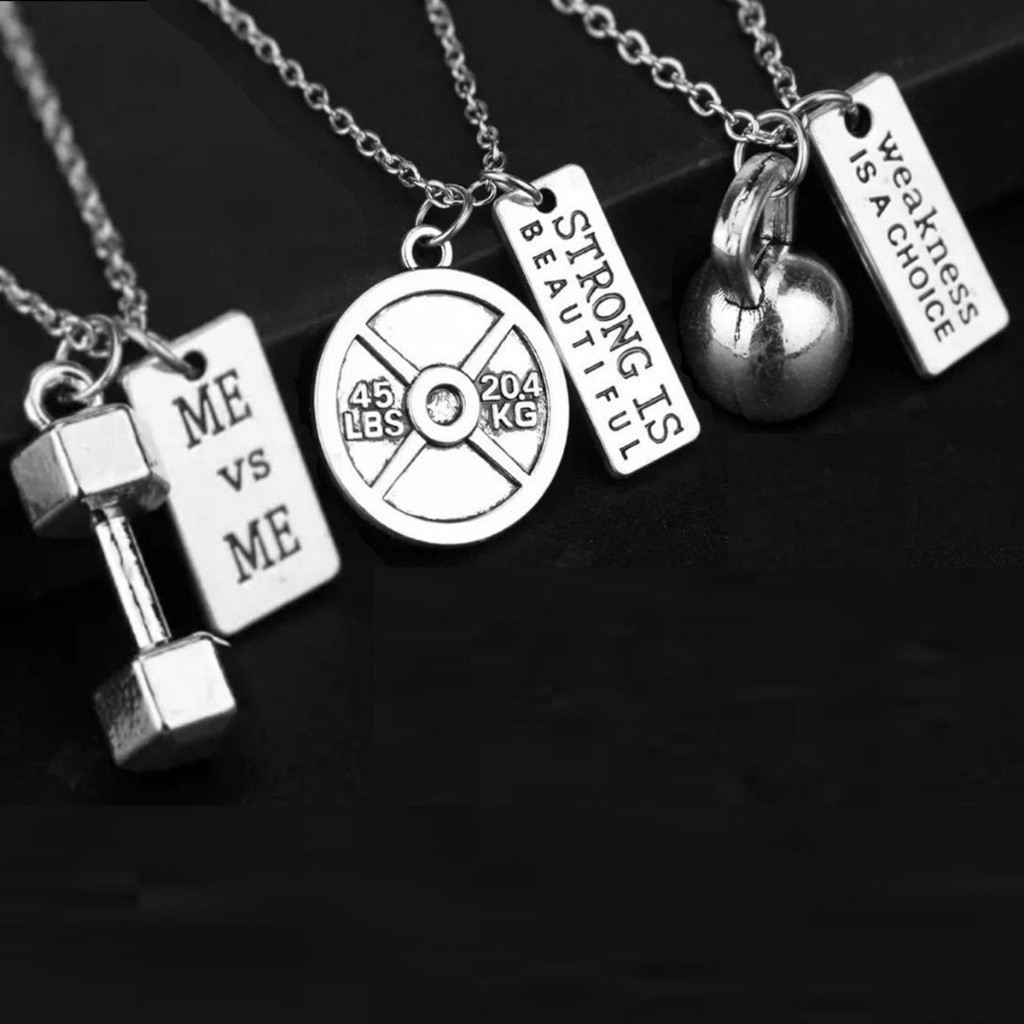 Colar CrossFit Pingente Kettlebell Haltere Anilha Masculino Feminina Fit Academia Musculação Maomba - Miniatura 2