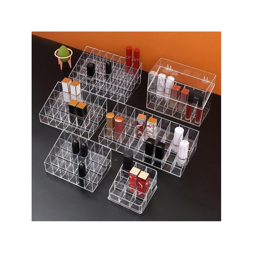 Caixa de armazenamento de batom de mesa para esmalte labial Multi-grade esmalte cosméticos transparente prateleira Anti-