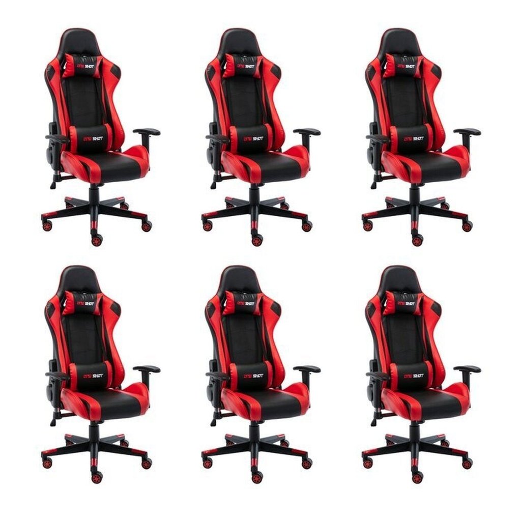 Kit 6 Cadeiras Gamer Giratória One Shot Preto/Vermelho Preto/Vermelho