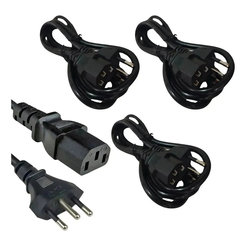 Kit 3 Cabos De Alimentação Atx Para Desktop E Workstation