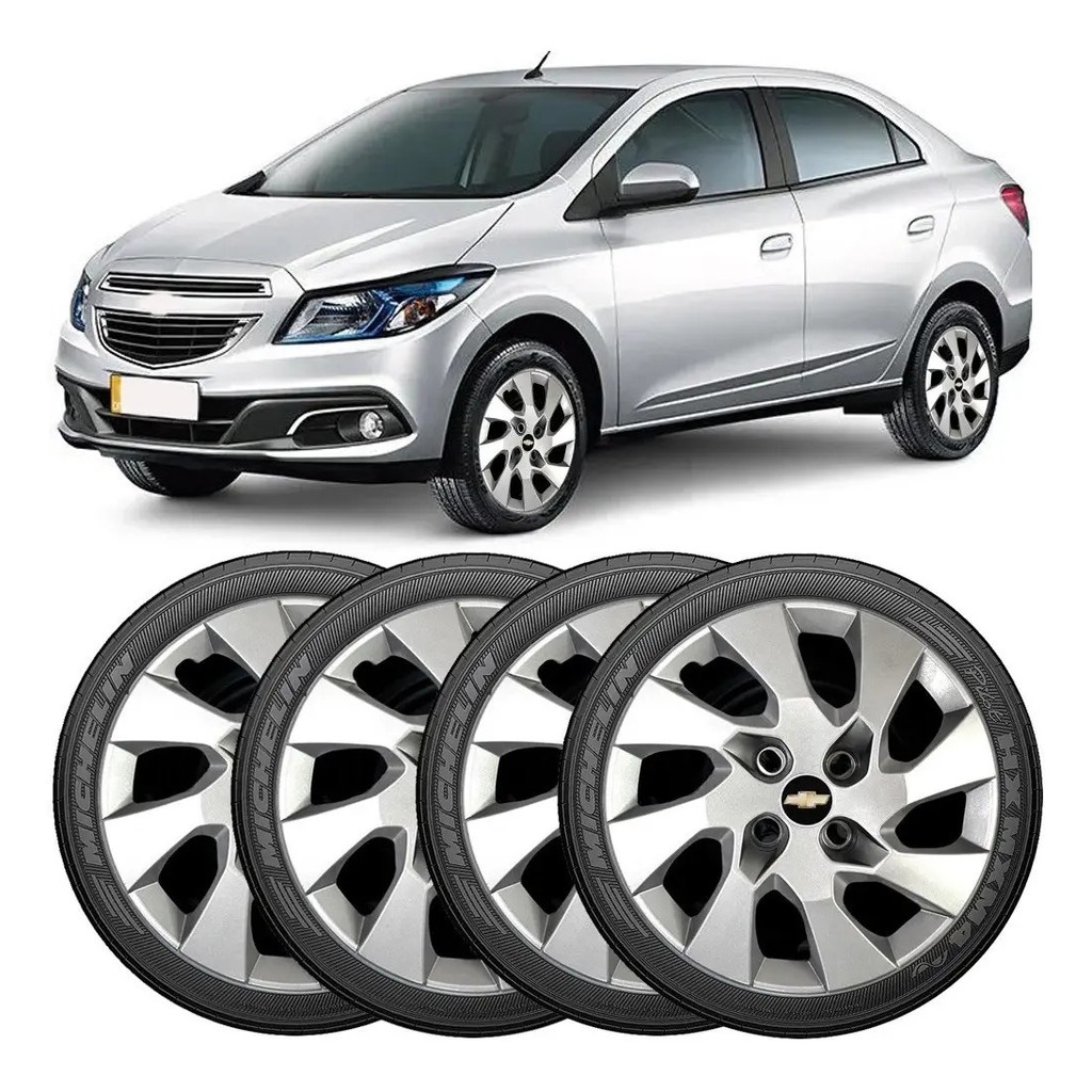 Kit Calota Onix Prisma Corsa Agile Meriva Aro 15 Prata 4un