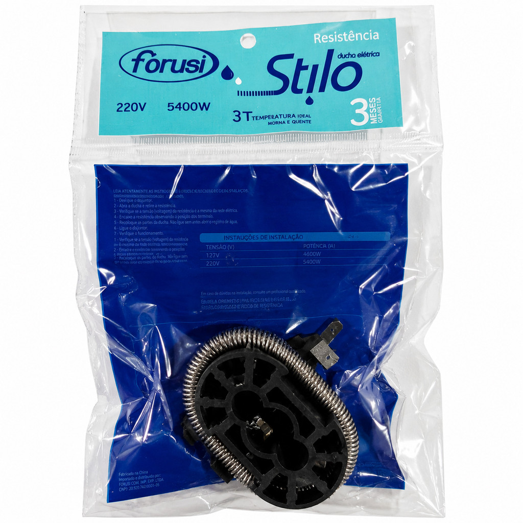 Resistência 220V e 110V Forusi Stilo 5400w Cromado Original — imagem 2 de 2