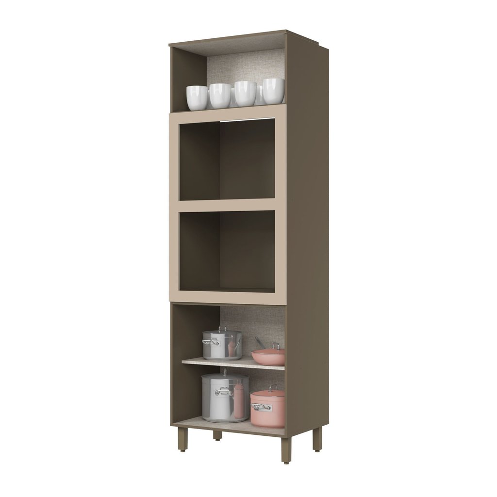 Paneleiro Torre Quente 3 Portas 71,5cm Connect Cinza/Duna/Cristal