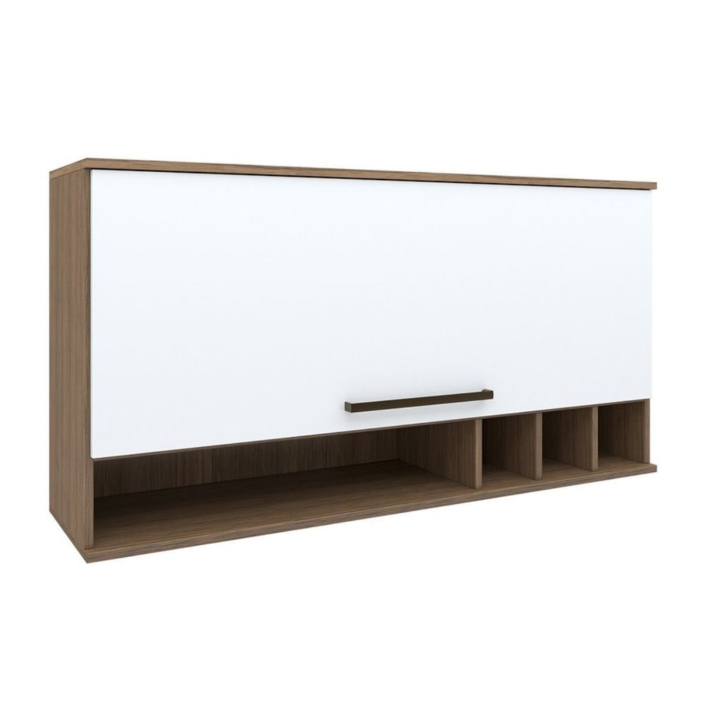 Armário Aéreo para Cozinha 1 Porta Basculante Evolution Plus Branco/Tannat Tannat/Branco