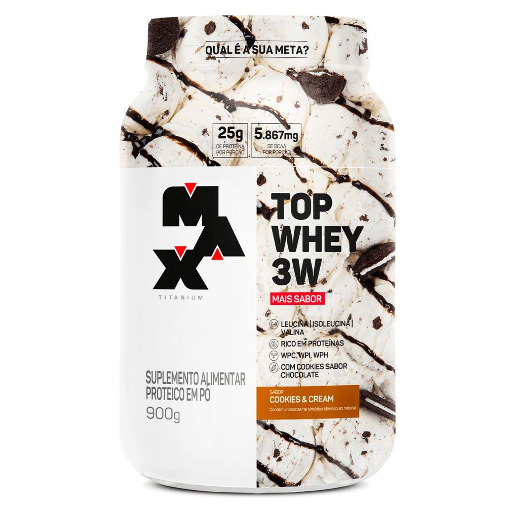 Top Whey 3W Mais Sabor 900g Max Titanium Whey Protein