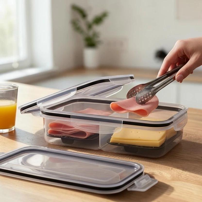 Porta Frios Hermético com Tampa de Silicone | Organizador de Geladeira para Queijo, Presunto e Frios — imagem 1