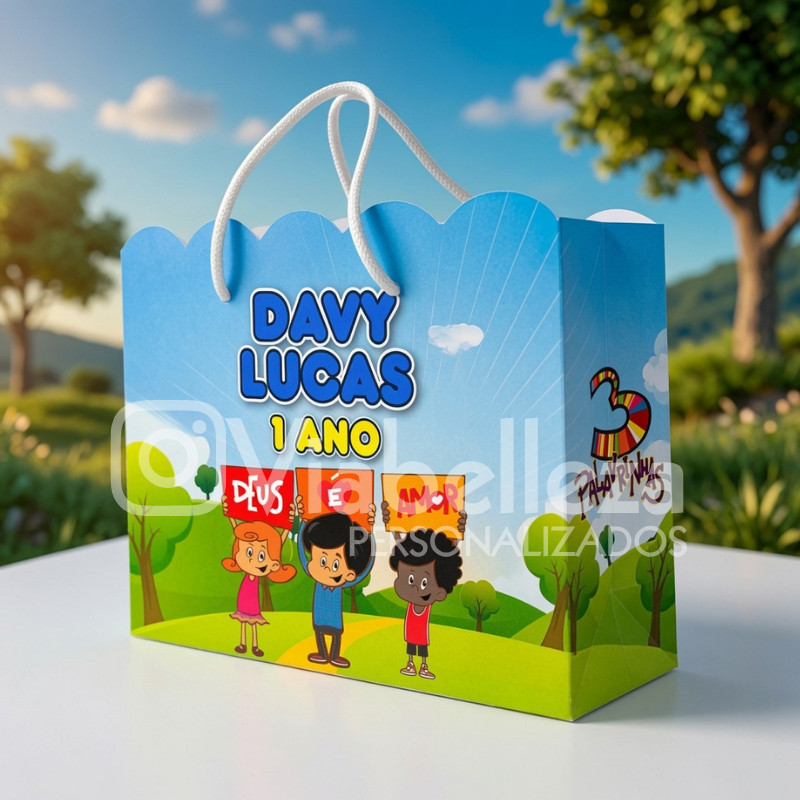 Sacolinhas Personalizadas M Três Palavrinhas.Aniversário  Lembrancinha . Envio Rápido 24h