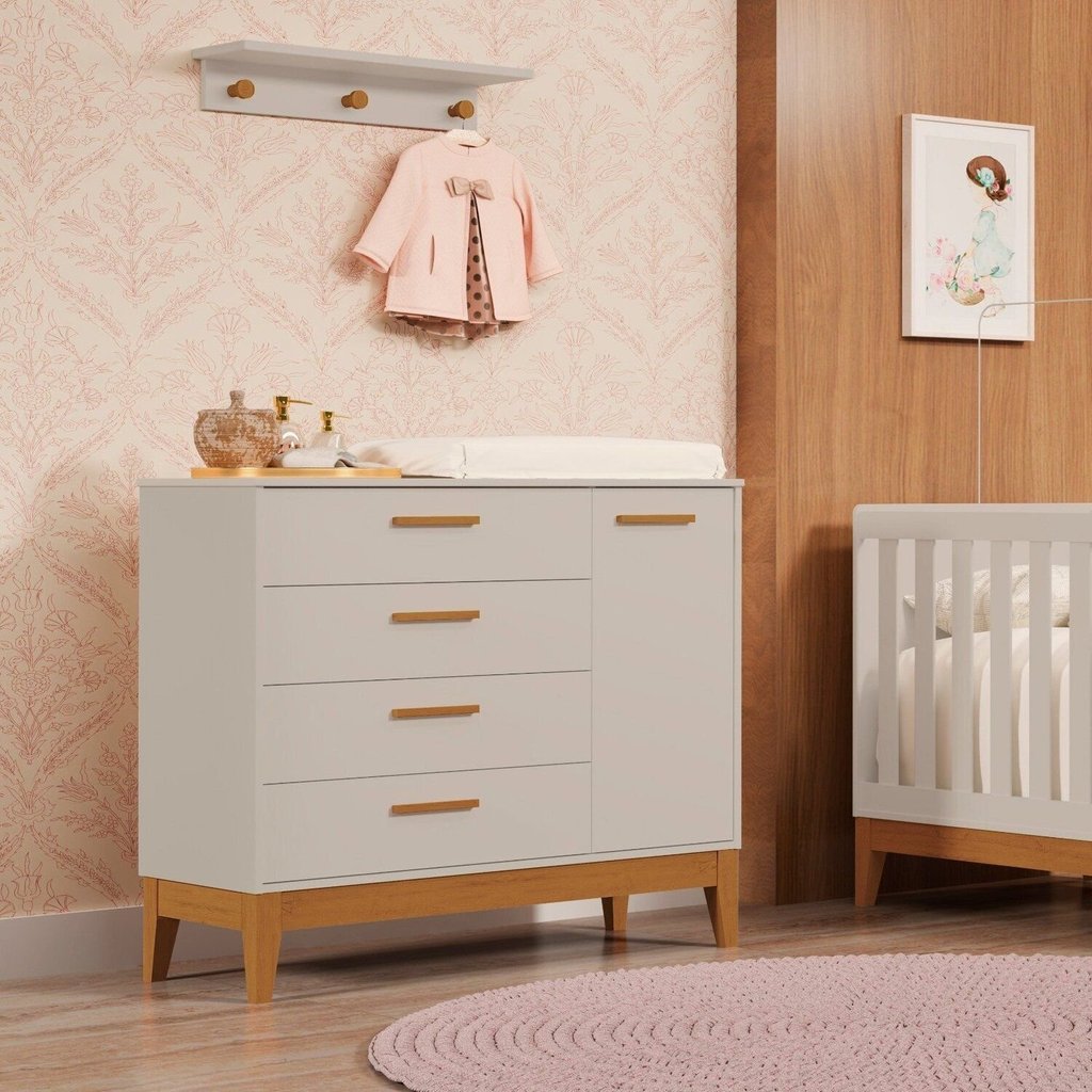 Cômoda Sapateira para Quarto de Bebê Flip Bege/Areia Fosco