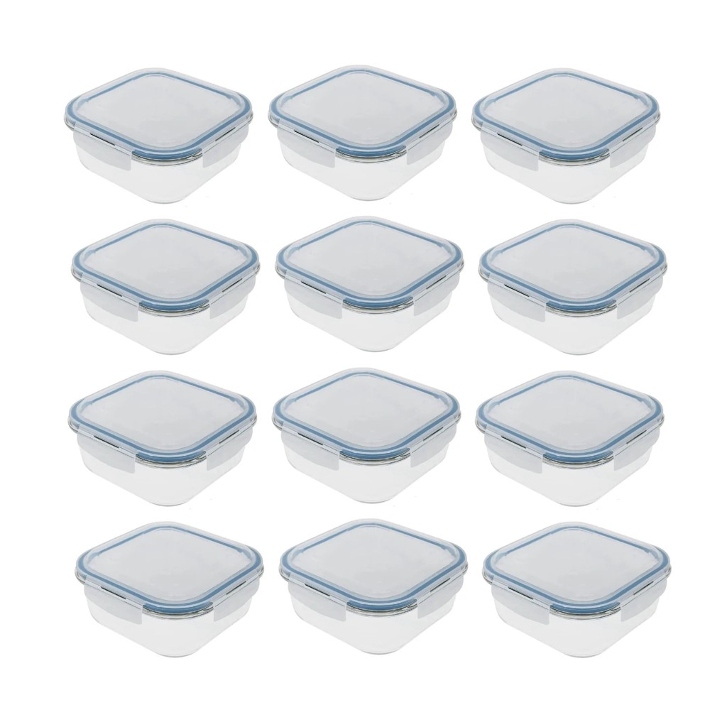 12 Potes De Vidro Marmita Resistente Freezer Fitness 550ml Antivazamento Armazenamento Reutilizável Quadrada Refratário