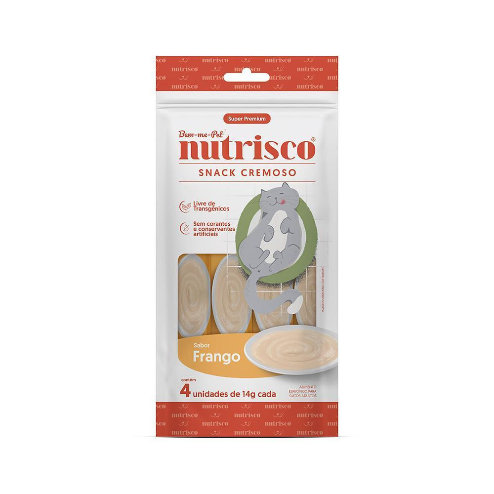 Snack Cremoso Super Premium para Gatos Adultos Sabor Frango 4 Unidades 56g Nutrisco