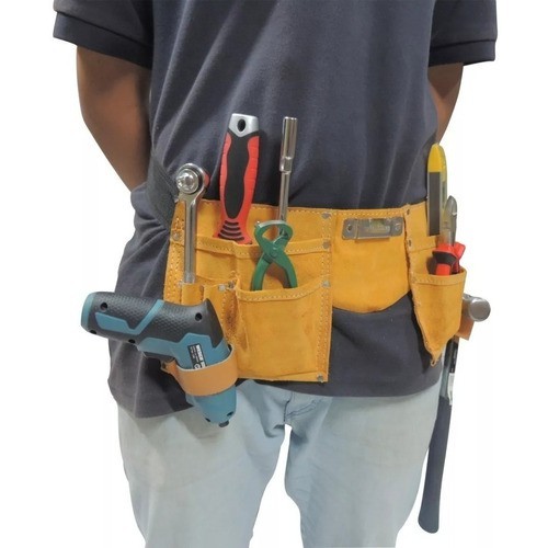 Bolsa Cinto Kit Ferramentas Couro 11 Bolsos Starfer Ideal para Organizar e Carregar Ferramenta SB