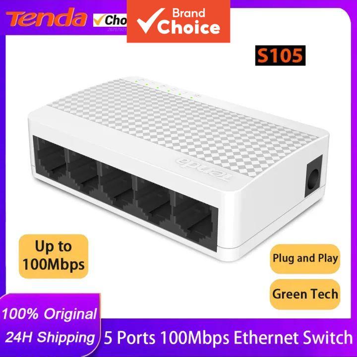 Tenda S105 Switch Ethernet de Mesa de 5 Portas 10/100M, Hub LAN Rápido 100Mbps, Suporta MDI/MDIX, Plug and Play