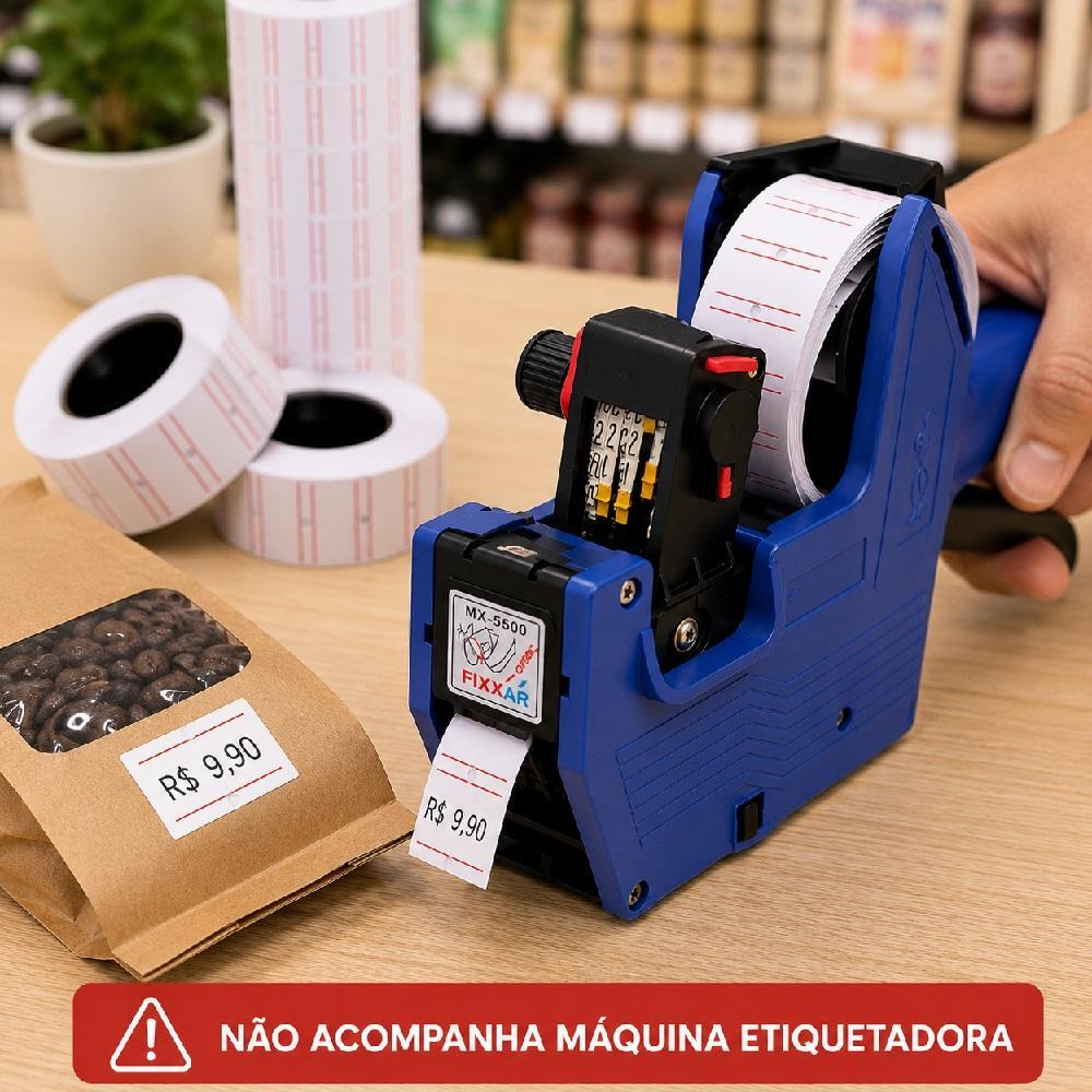 REFIL ETIQUETA DE PRECO KIT 10 ROLOS 6000 ETIQUETAS ETIQUETADORA MX5500 MAQUINA ROTULADORA COMERCIO PADARIA PERFUMARIA L