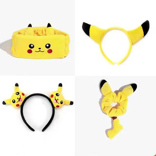 Faixa de Cabelo Elástica Anime Pokémon 4 Tipos Clipe de Cabelo de Pelúcia Fofo do Pikachu para Meninas Laço Elástico par