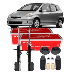 PAR AMORTECEDOR DIANTEIRO FIT 2003 ATÉ 2008 KAYABA C/ KIT COMPLETO