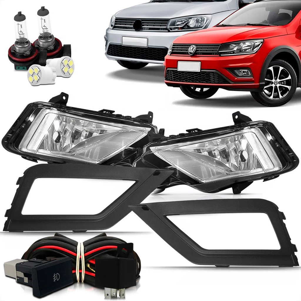 Kit Farol De Milha Auxiliar Novo Gol Voyage G8 2019 2020 2021 2022 2023 2024