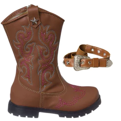 Kit Bota Texana Cinto Infantil Menina Estilo Rodeio Original 20 ao 27 Sola Tratorada Promoção