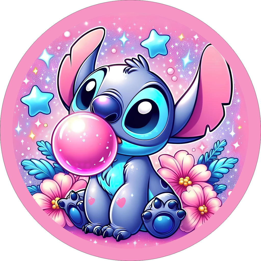 Stitch Festa Azul | Painel Redondo | Tecido Premium | Vários Modelos | Festa Infantil | 150x150cm 50x50cm em Oferta na Shopee