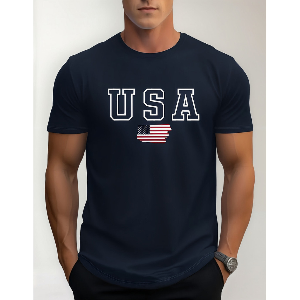 Camiseta Masculina Estampa Usa Independence Day Moda Estilo