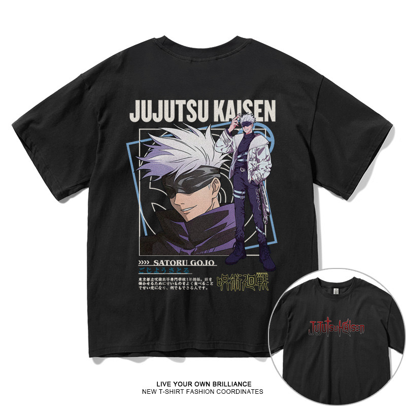 Camiseta Unissex Oversized Plus Size Feminina Masculina Preta Unisex, Design Temático do Personagem Itadori Yuji do Anim
