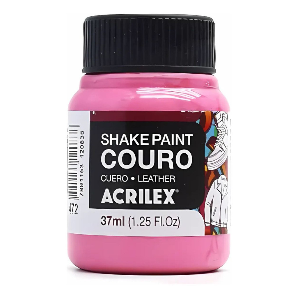 Tinta Para Couro Shake Paint Couro 37ml 472 Rosa Chiclete Durabilidade Ótima Aderência à Superfície
