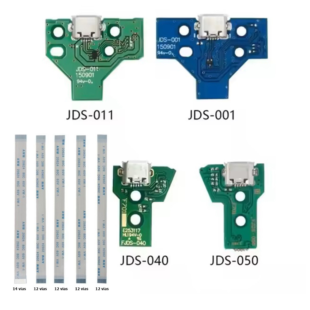 Kit Placas USB Para PS4 JDS-001 + JDS-011 + JDS-040 + JDS-050 + 4 Flats 12 + 1 Flat 14 Vias