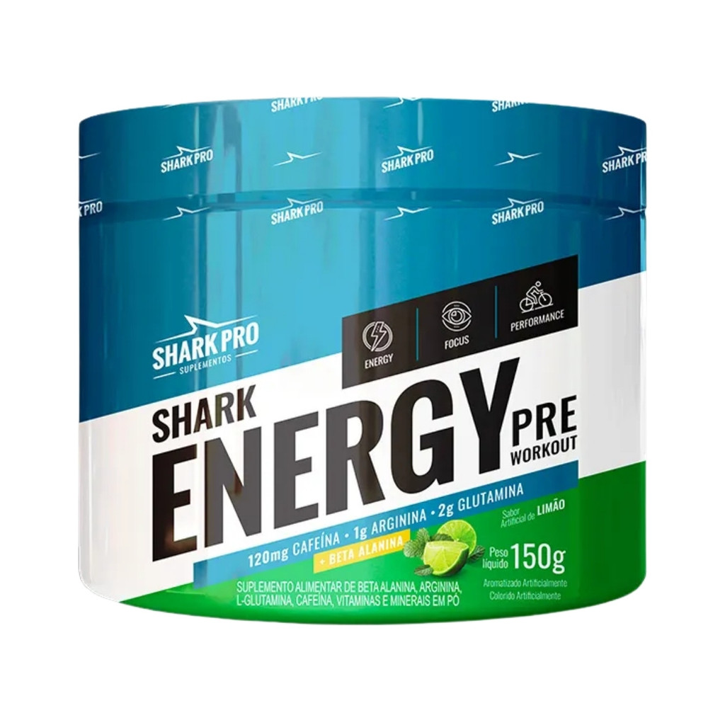 Pré Treino Shark Energy Pote 150g Sabor Limão Shark Pro em Oferta na Shopee