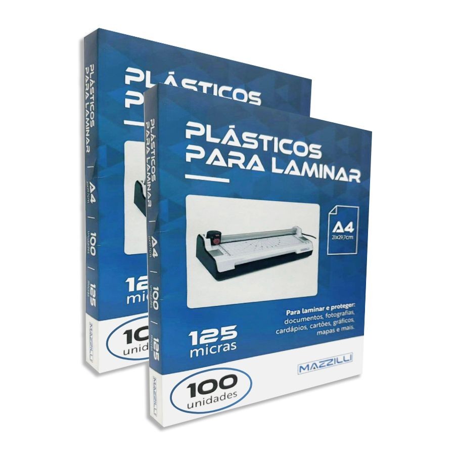 Plástico Polaseal para Plastificação A4 125 Micras 200 Unidades Alto Brilho Laminação Documentos
