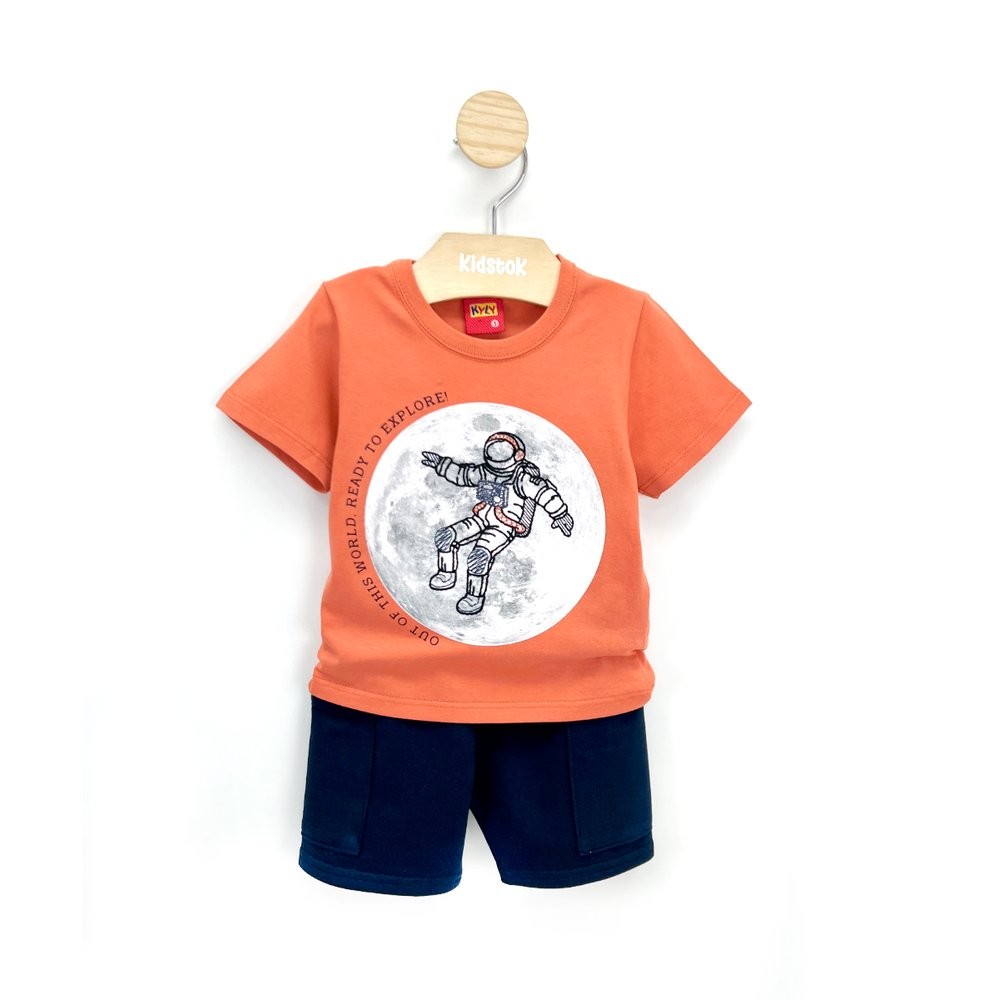 Detalhes do Conjunto Menino Camiseta e Bermuda Moletinho Astronauta - Kyly