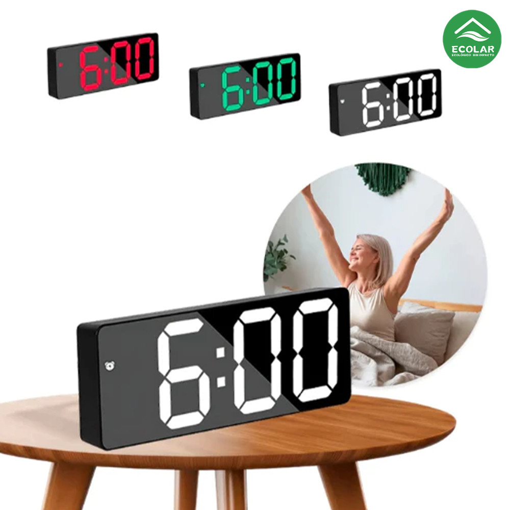 Despertador Digital com Sensor Temperatura e Bateria Recarregável USB