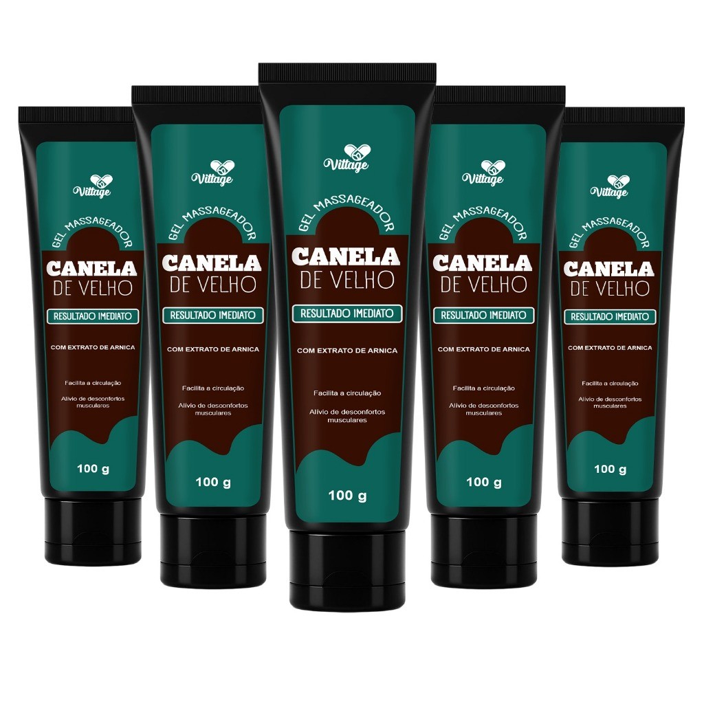 Kit 5x Gel Massageador Canela de Velho com Arnica 100g –  Dores Musculares e Articulares