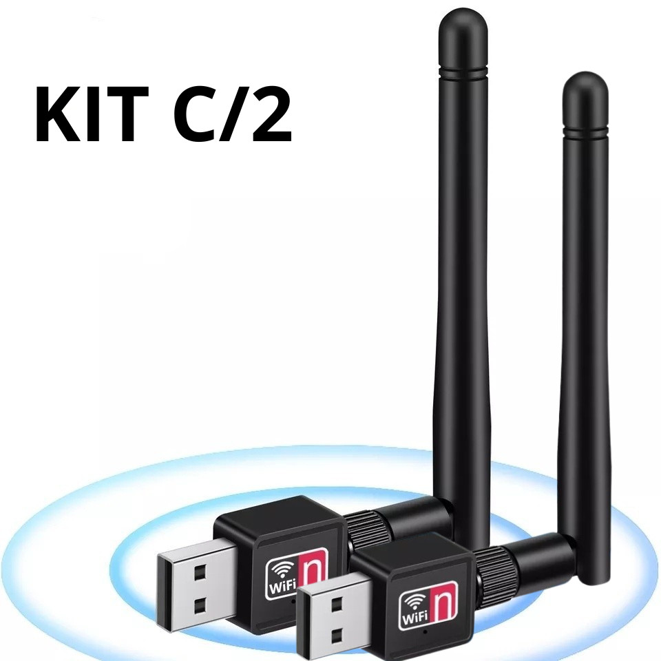 Kit 2 Adaptador Wifi Usb Receptor Antena Wireless Pc Envio rápido atacado