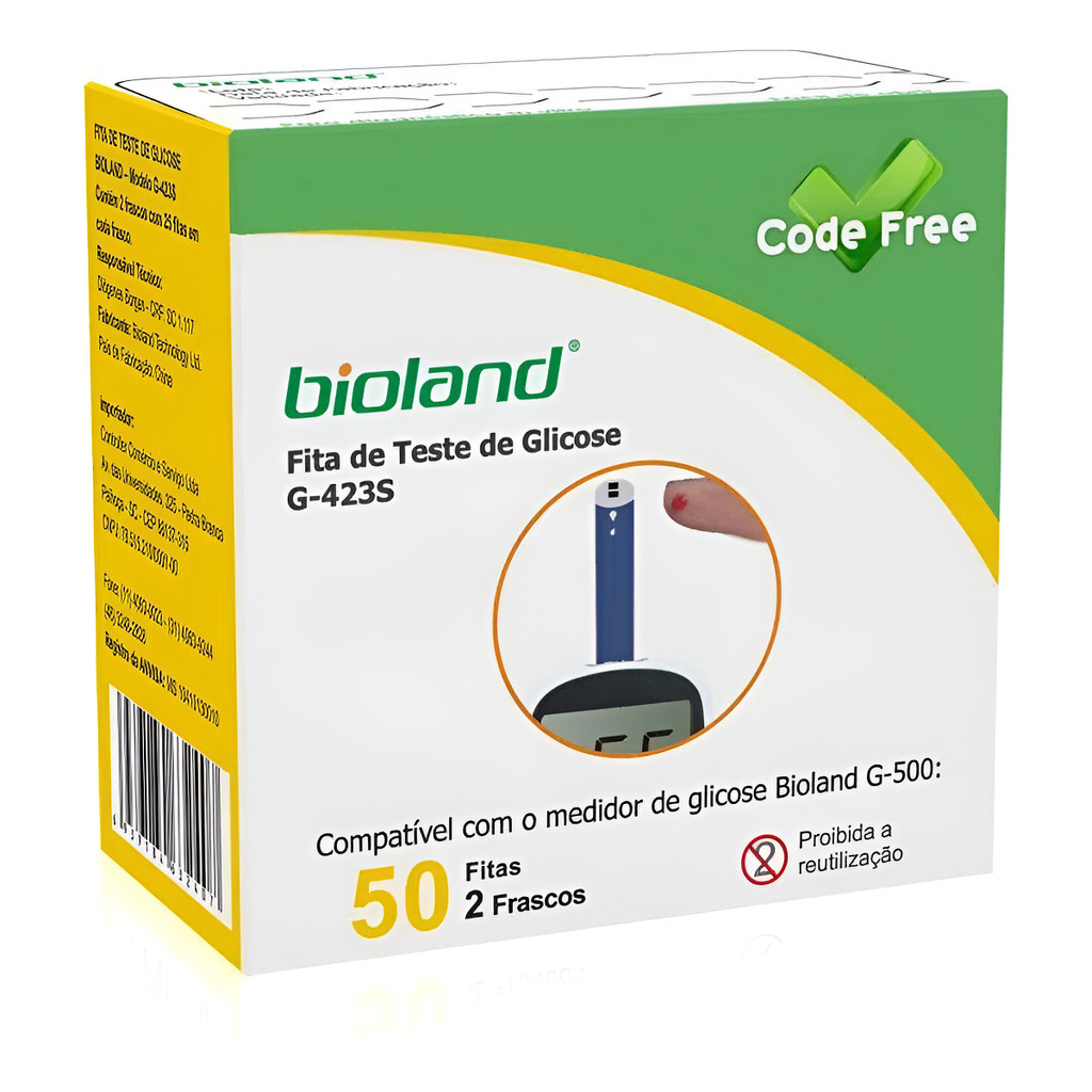 Tiras Fita Glicosimetro Medidor De Glicose Para Bioland G500