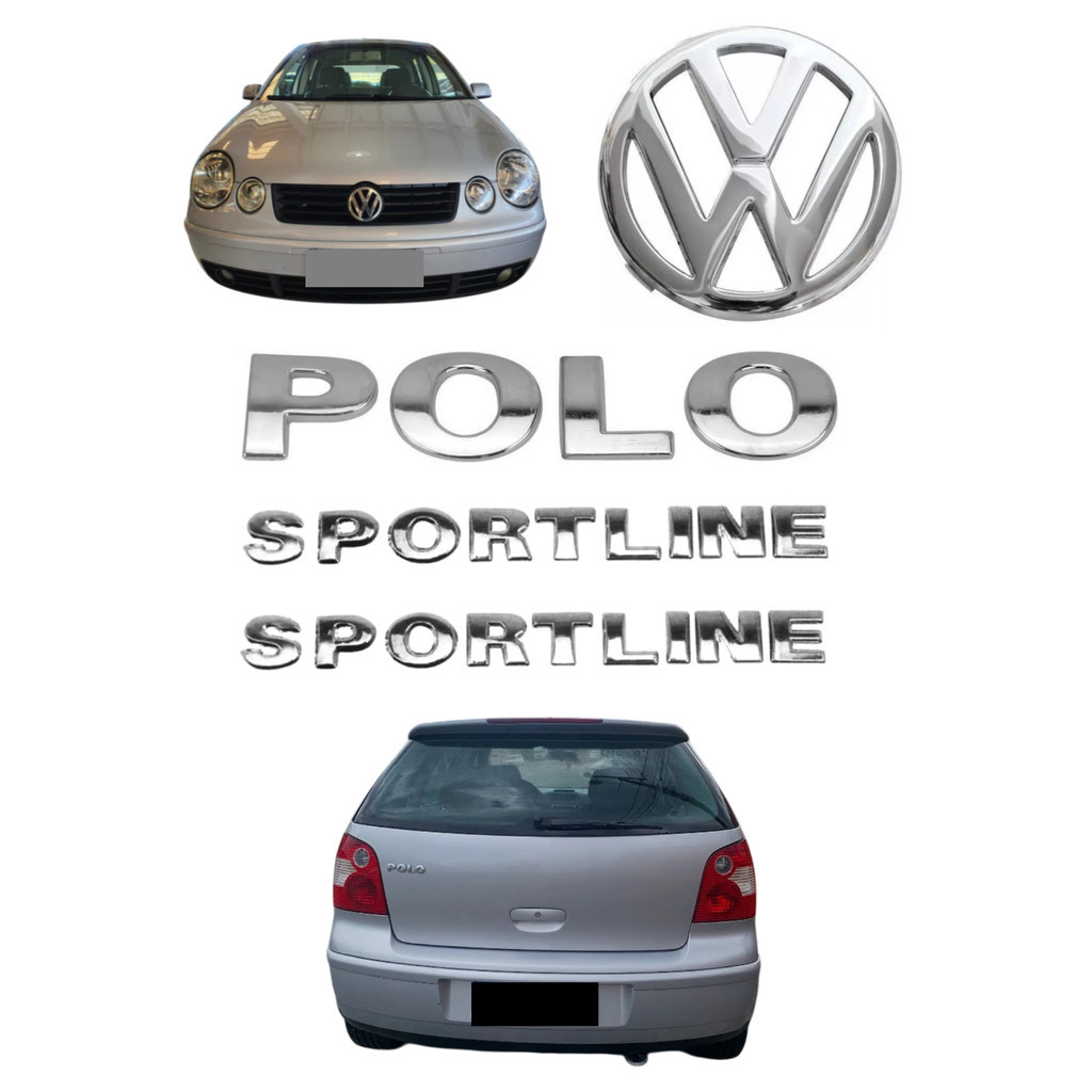 Emblemas Polo Sportline + Vw Da Grade - Hatch - 2003 À 2006