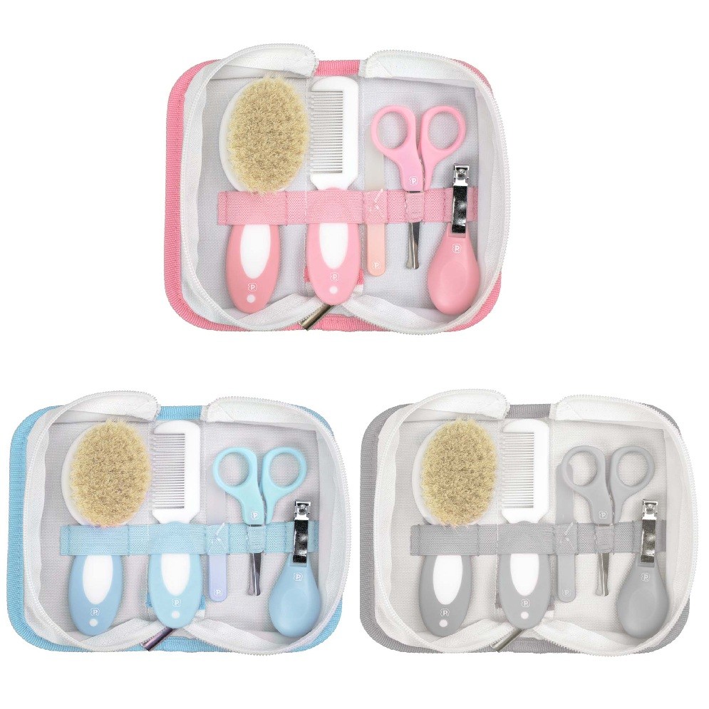 Kit Higiene Cerdas Naturais Bebê Pimpolho 5 Peças com Necessaire