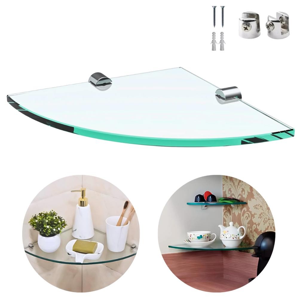 Prateleira de Vidro Multiuso Grande 25cm x 25cm Para Banheiro Lavanderia Porta Shampoo em Oferta na Shopee