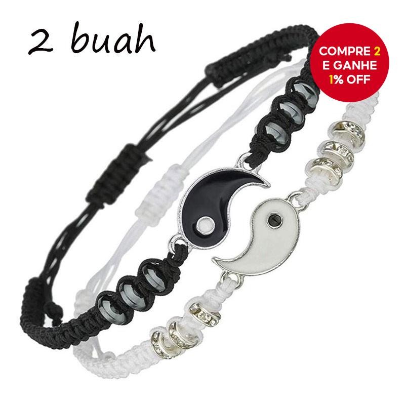 Pulseiras De Casal Tai Chi Para Casais-Joias Yin-Yang Com Corda Preta E Branca , Conjunto De Pulseira De Amigo Combinand