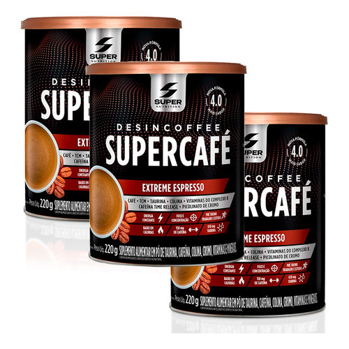 Kit 3 Super Café Desincoffe 220g - Extreme Expresso Desinchá Café Expresso