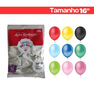 Balão Pic Pic Redondo 16" - 12 Unid Bexigas tamanho 16 em Oferta na Shopee